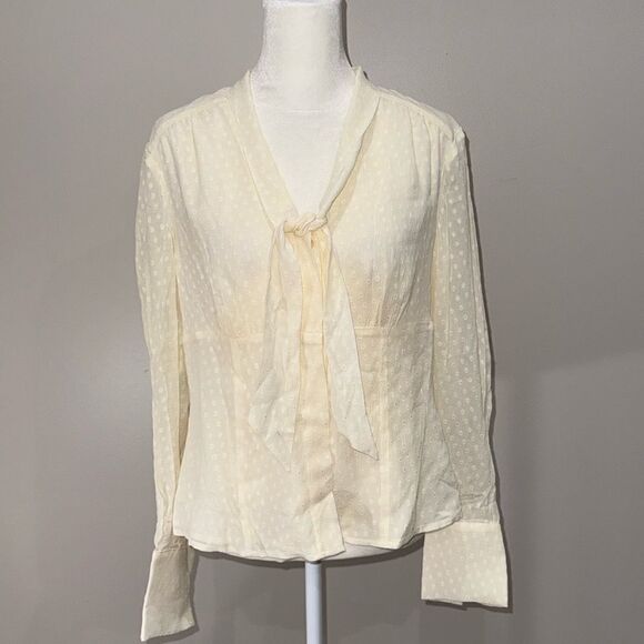 Anne Klein Silk Long Sleeve Neck Tie Blouse Size 8P - Picture 1 of 5